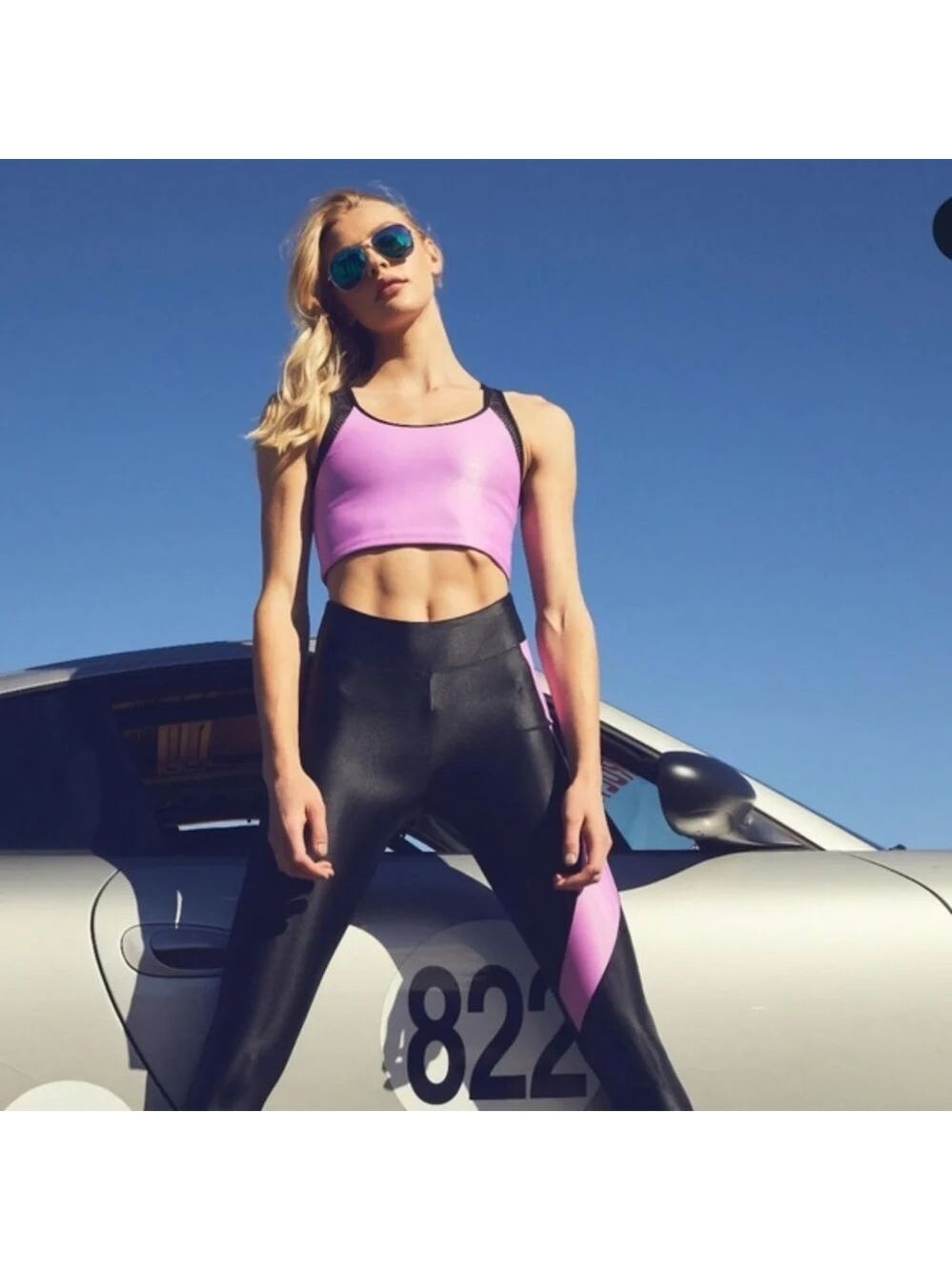 Koral Amanda Pink and Black Liquid And Mesh Sports Bra Sz S